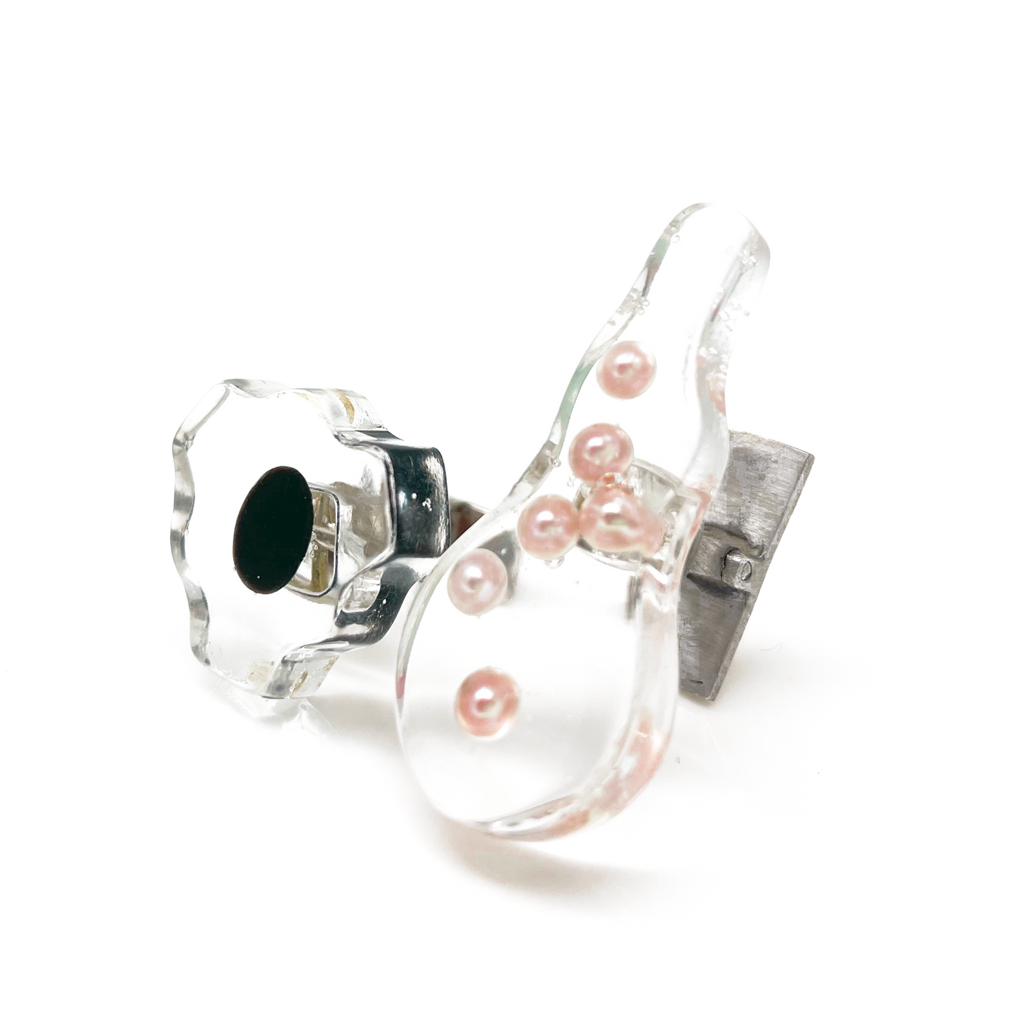 Cufflinks | WED | Rose pearl and black tormalina